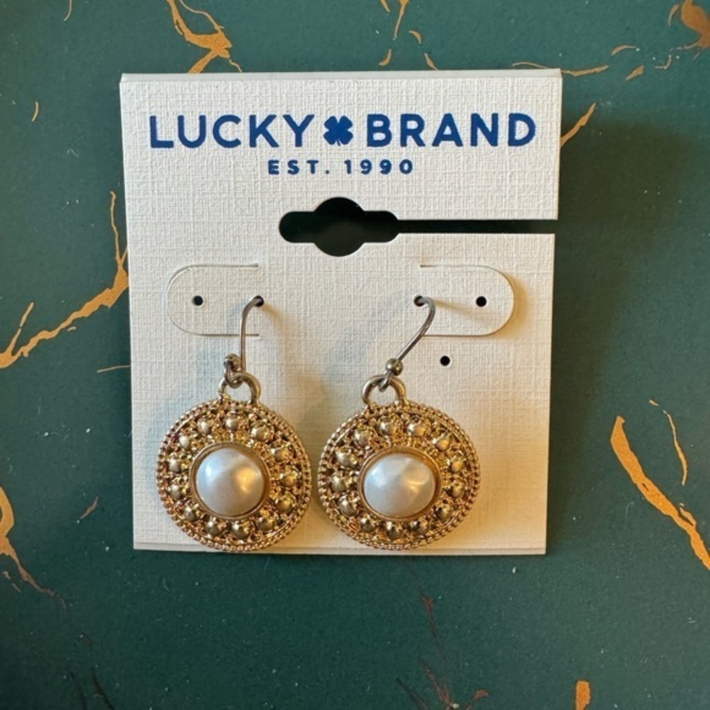 Brand new Lucky Brand Vintage Gold Pearl Earrings